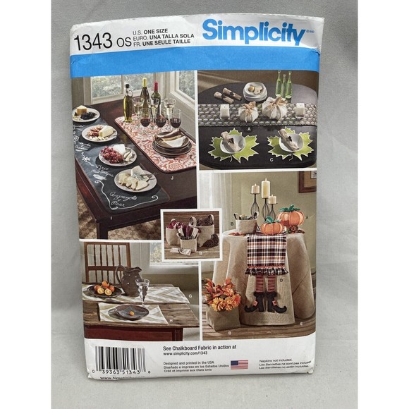 Simplicity 1343 Sewing Pattern Crafts Table Accessories Pumpkins Baskets - Picture 1 of 4